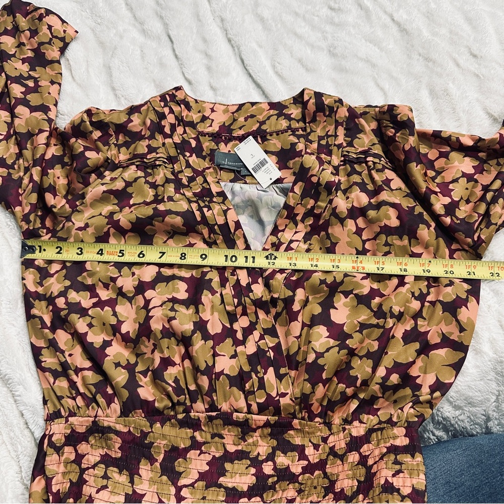Anthropologie Floral Wrap Blouse NWT Large Brown Boho Romantic Top Silky - Picture 5 of 11